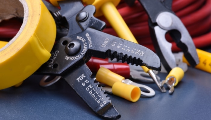 tools for electrician close up